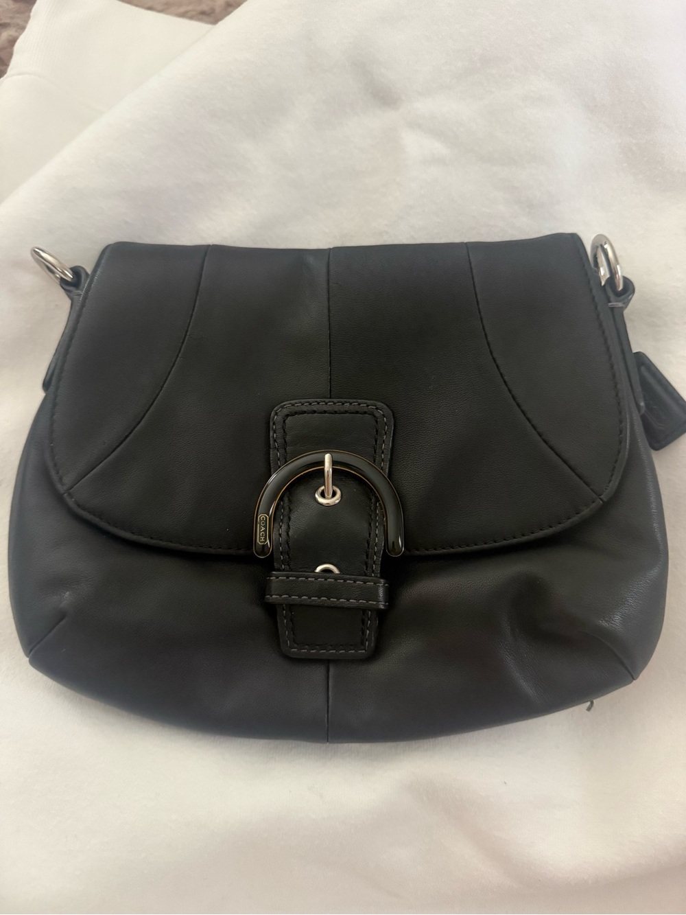 VINTAGE SMALL COACH SOHO BLACK LEATHER BAG MISSING STRAP